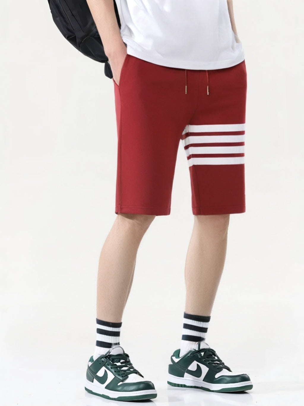 Thom Browne Style Unisex Shorts with Signature Four-Bar Detail