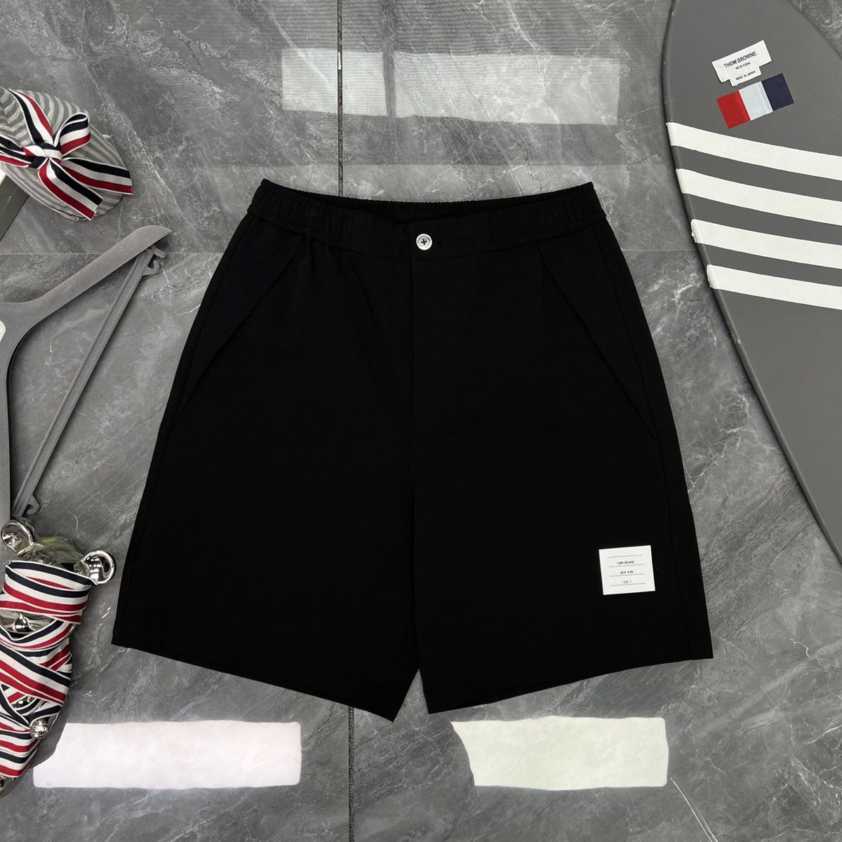 Thom Browne Solid Color Drawstring Casual Shorts