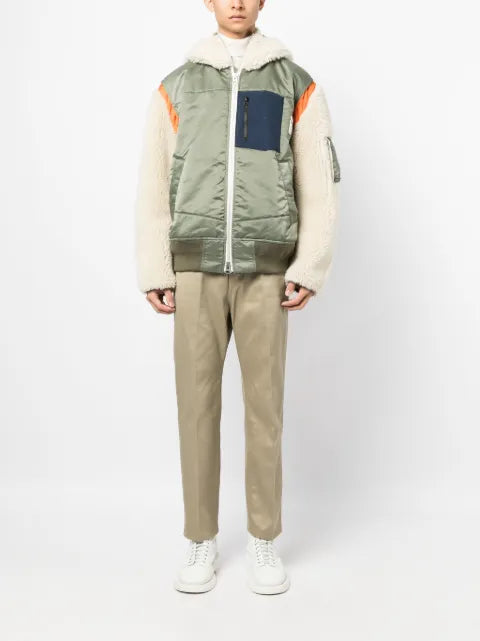 sacai colour-block zip-up hooded jacket