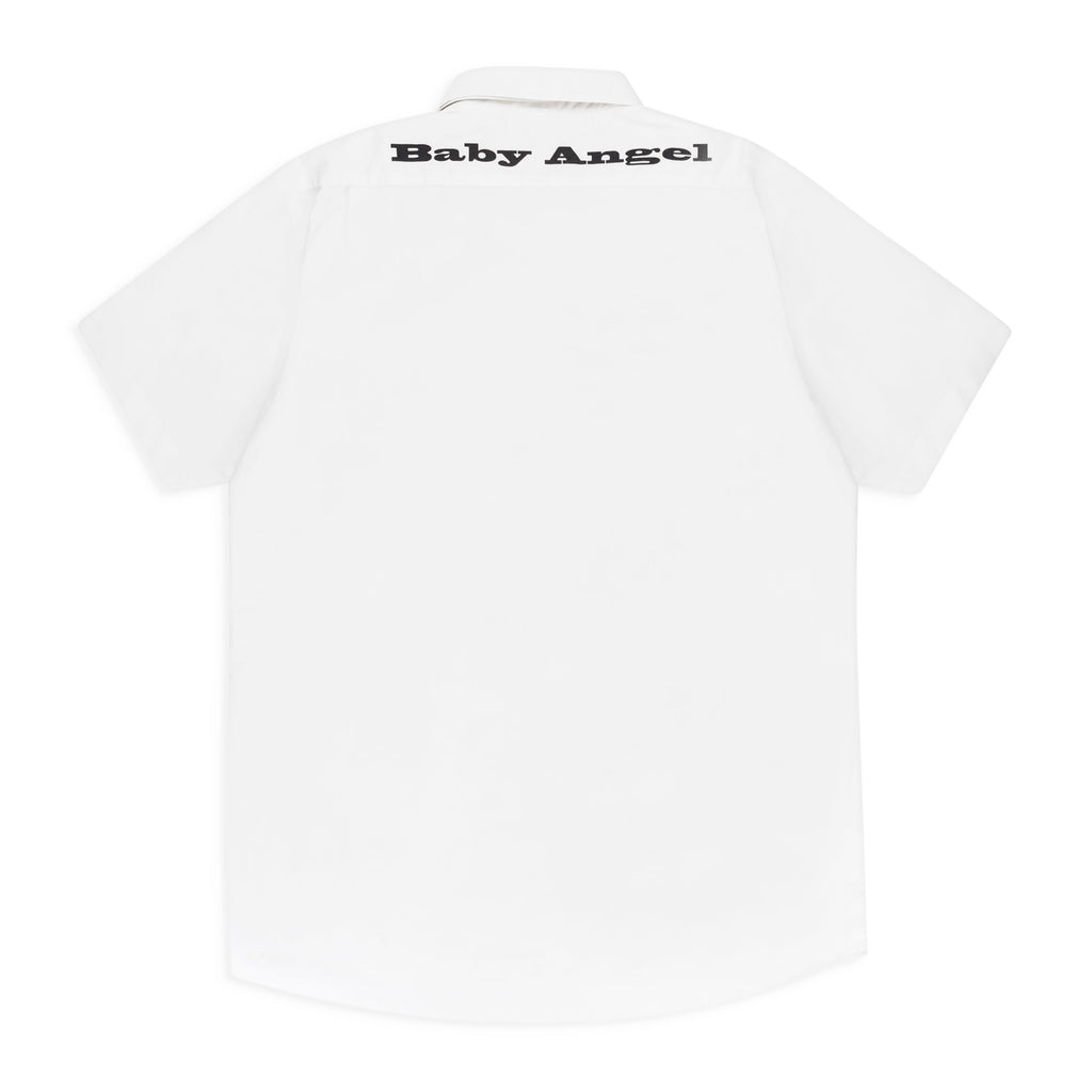 SHORT FURRY KISS BUTTON DOWN WHITE BLOUSE
