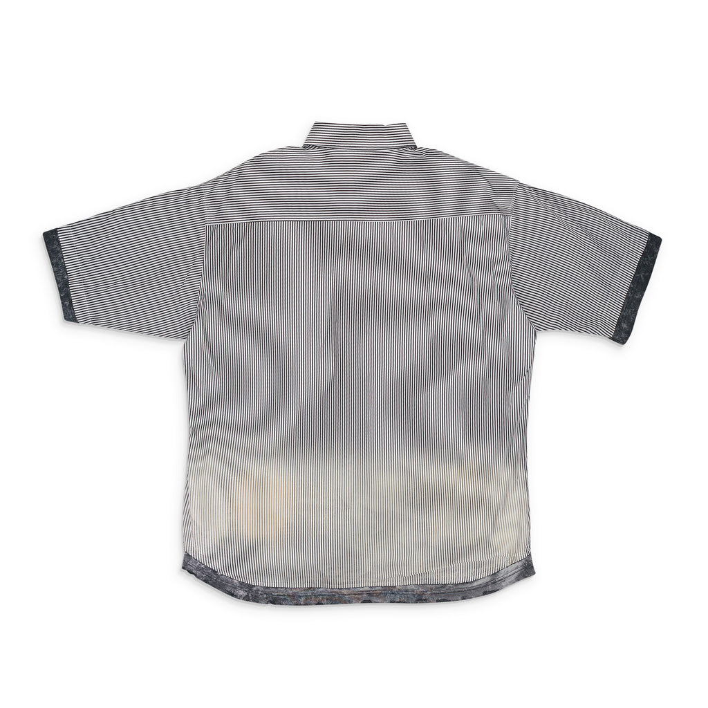 BLUE S-TRAX STRIPED SHORT SLEEVE BUTTON-DOWN SHIRT
