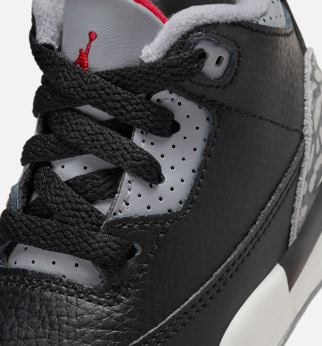 Air Jordan 3 Retro Black Cement – Infant & Toddler Lifestyle Shoe | Black/Fire Red/Cement Grey/Summit White