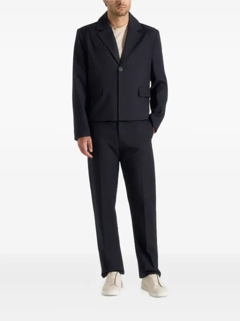 Manière De Voir Silas in navy pinstriped-pattern tailored  cropped-blazer