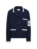 Thom Browne linen-Cardigan with 4-stripes-Logo