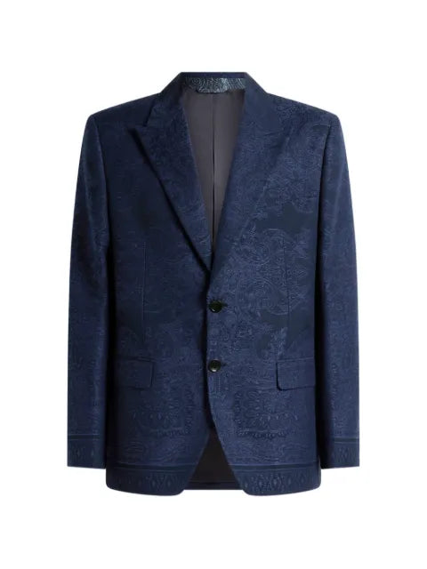 ETRO cotton-blend jacquard jacket with placed floral Paisley motif