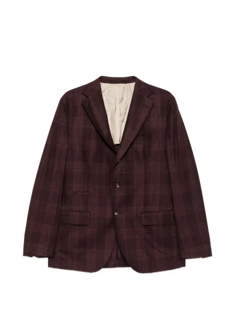 Eleventy check-pattern notched-lapels blazer