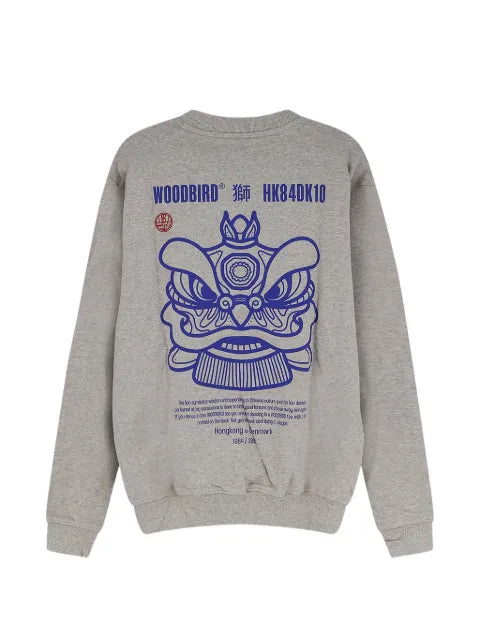 Woodbird Cane Lion logo-print cotton sweater
