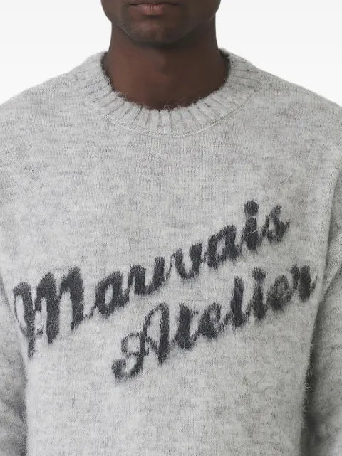 MAUVAIS logo-print brushed-knit sweater