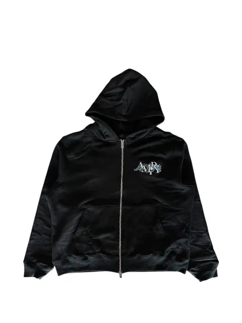 AMIRI embroidered-dragon zip-up hoodie