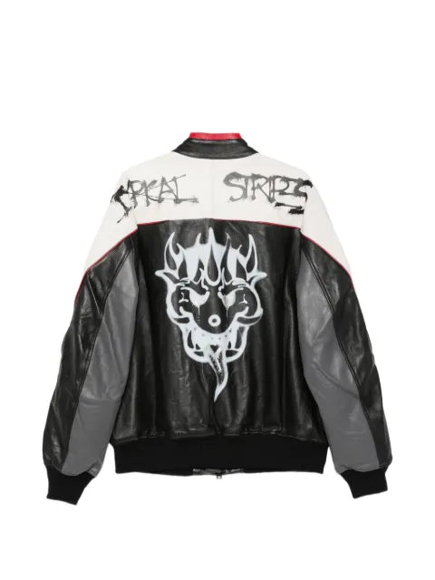 Y-3 Chito graffiti-print leather jacket