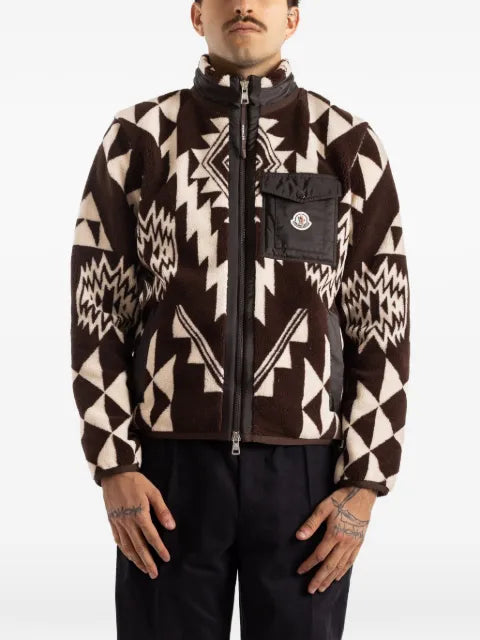 Moncler geometric-pattern fleece jacket