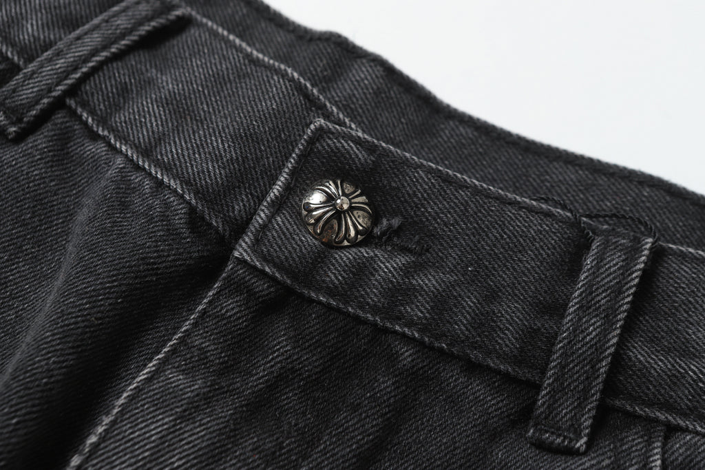 Chrome Hearts Black Cross Patch Grey Jeans