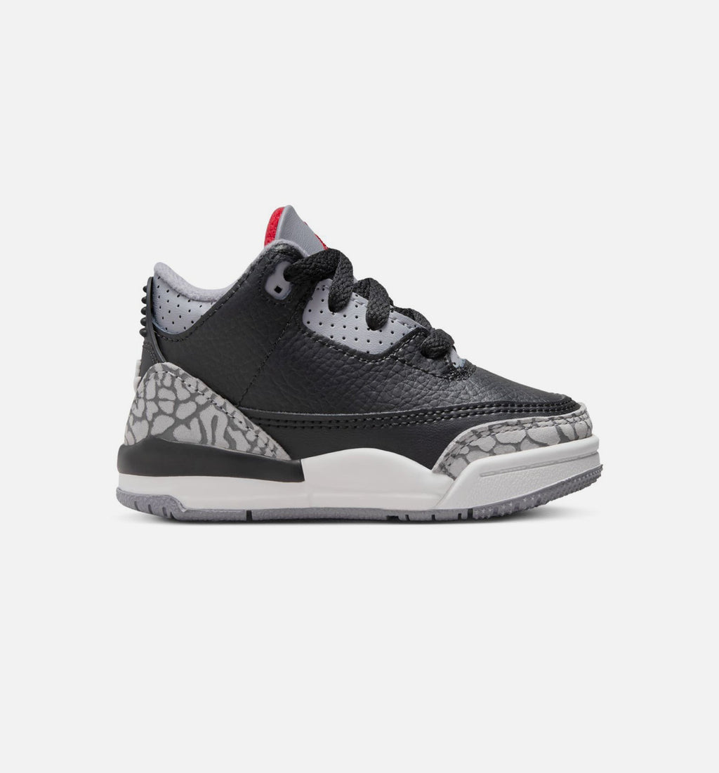 Air Jordan 3 Retro Black Cement – Infant & Toddler Lifestyle Shoe | Black/Fire Red/Cement Grey/Summit White