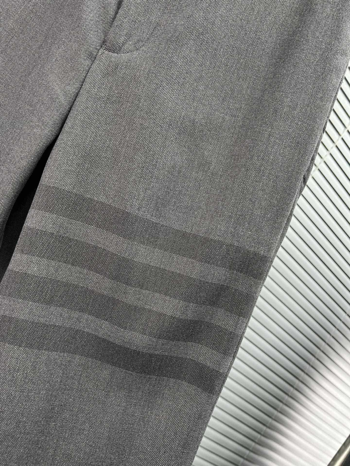 Thom Browne Style Men's Business Trousers - 50% Wool Premium Dress Pants with Signature Four-Bar Detail