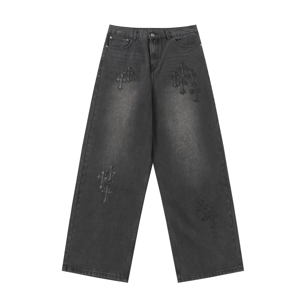 Chrome Hearts Black Cross Patch Grey Jeans