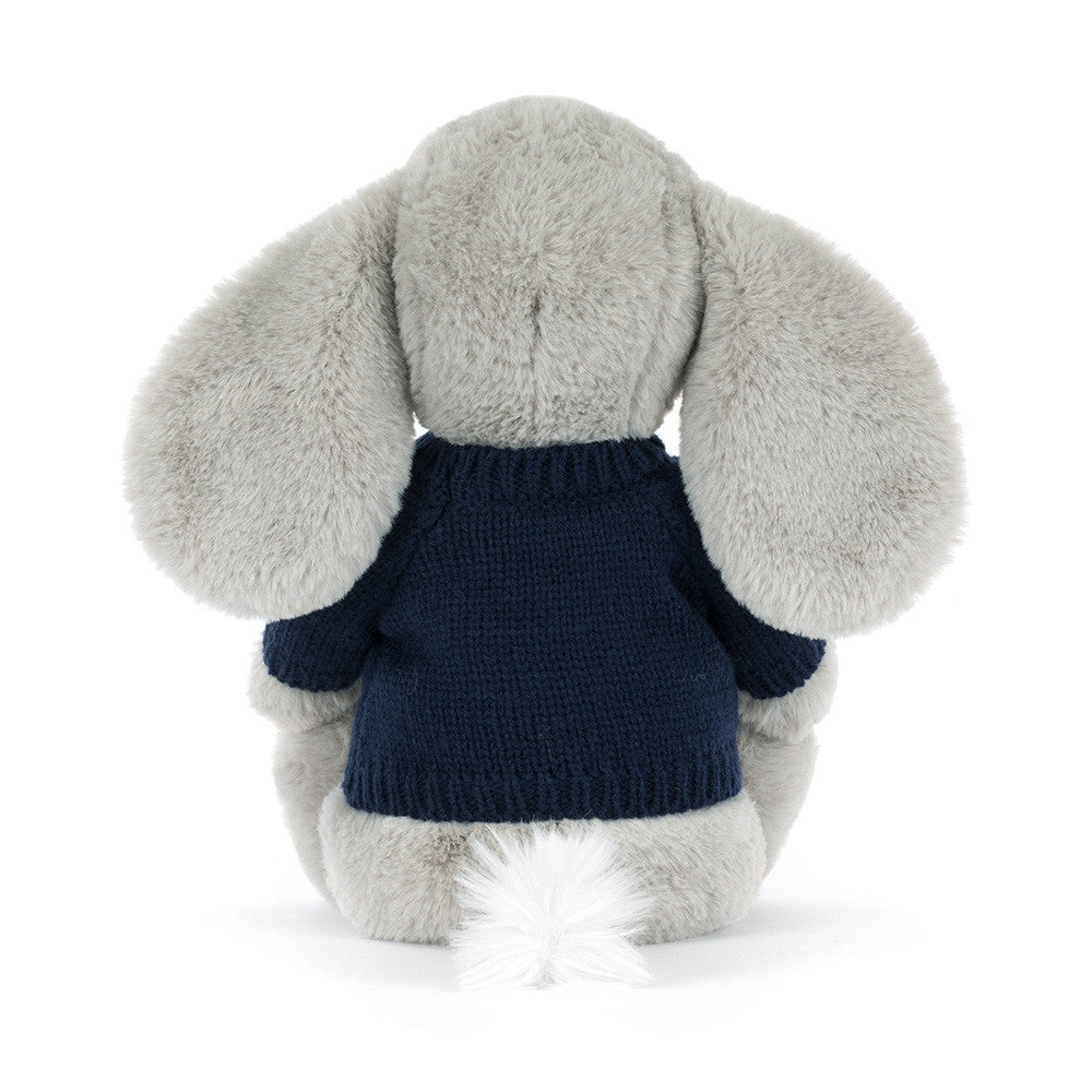 Bashful Luxe Elephant Thuddeus with Personalized Navy Jumper