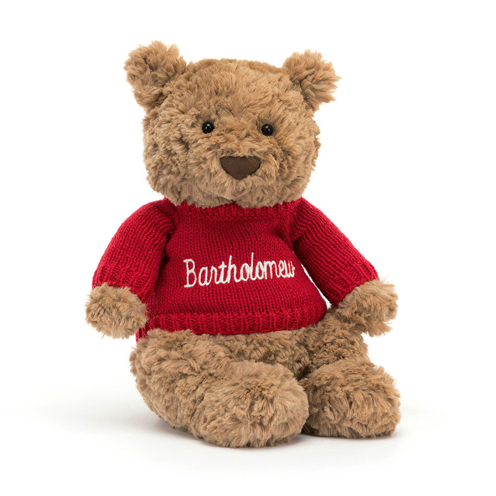 Bartholomew Bear with Personalized Red Jumper