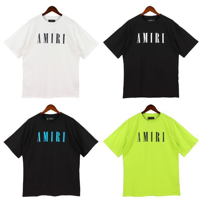 Amiri Multi‑Pattern Letter Graphic Oversized Tee Streetwear Unisex