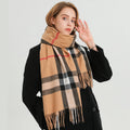 2024 explosive imitation cashmere plaid thermal shawl neck unisex autumn and winter fashion all-match tassel scarf