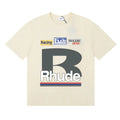 Rhude Big B Letter Racing Badge Patch‑Style Cream Oversized T‑Shirt