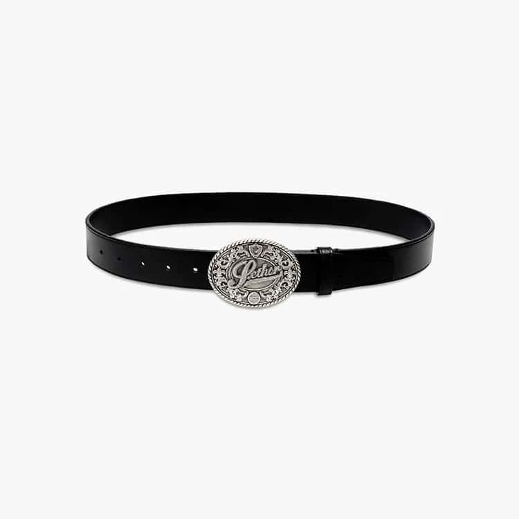 Baroque Oval Buckle Leather Belt Vintage Engraved Waist Belt