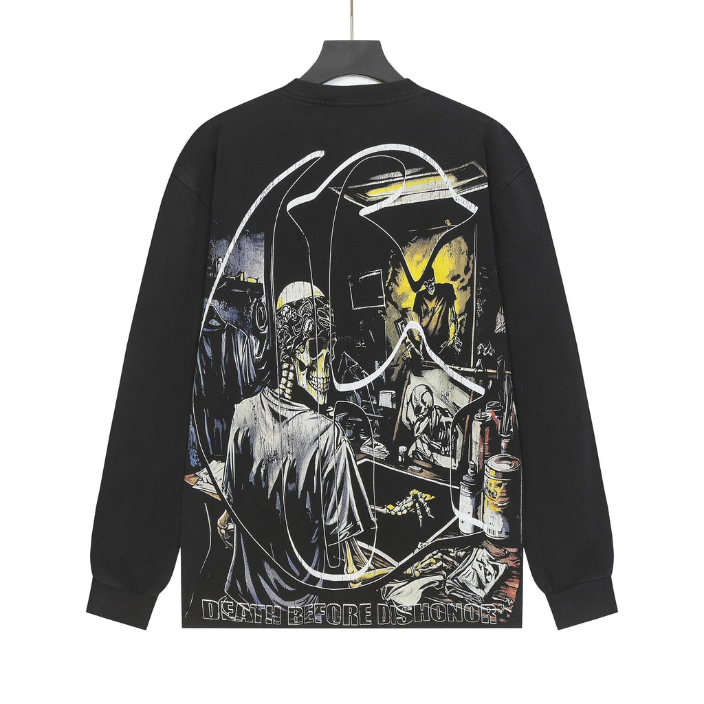Godspeed Washed Black Rock Graphic Long-Sleeve T-Shirt