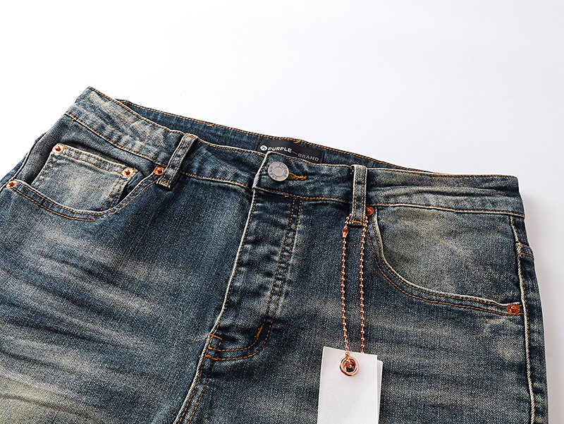 Purple Brand Blue Distressed Paint Splatter Jeans