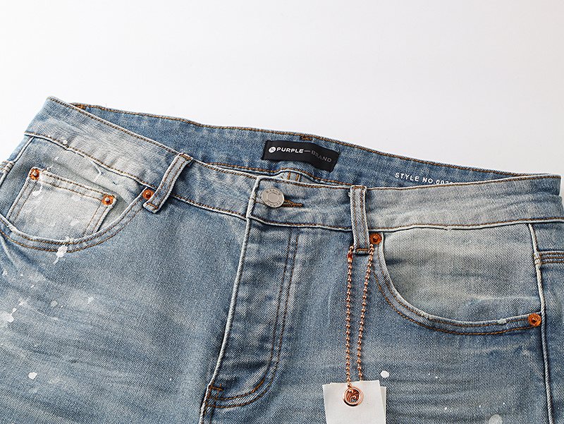 Purple Brand Light Blue Paint-Splatter Distressed Flared Jeans