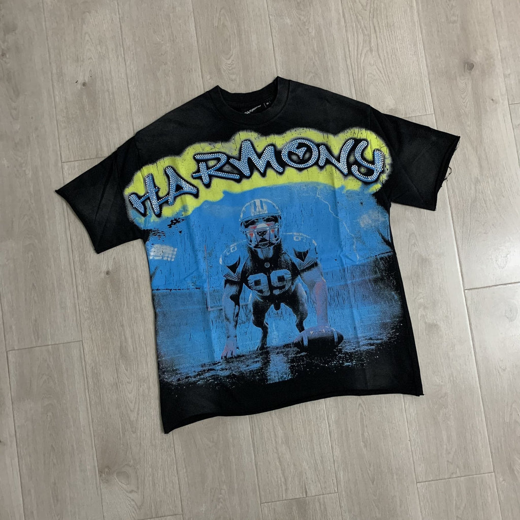 HARMONY Football Graphic Raw-Edge T-Shirt