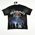 HARMONY New Age Distressed Rhinestone Graphic T-Shirt