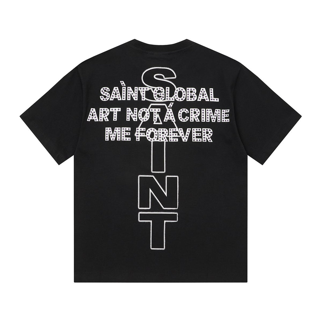 SAINT Rhinestone Graphic Short-Sleeve T-Shirt
