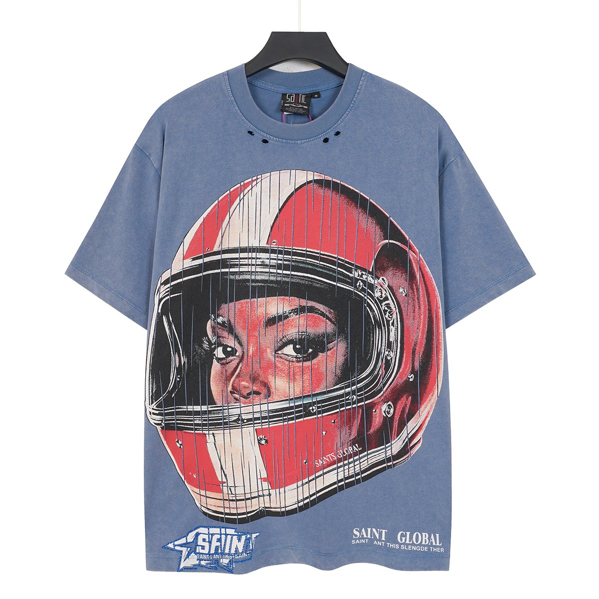 SAINT Washed Rhinestone Graphic T-Shirt