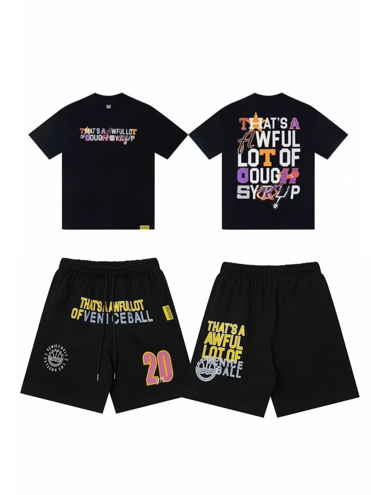 THAT'S A AWFUL LOT OF COUGH SYRUP Text Logo Short-Sleeve Set