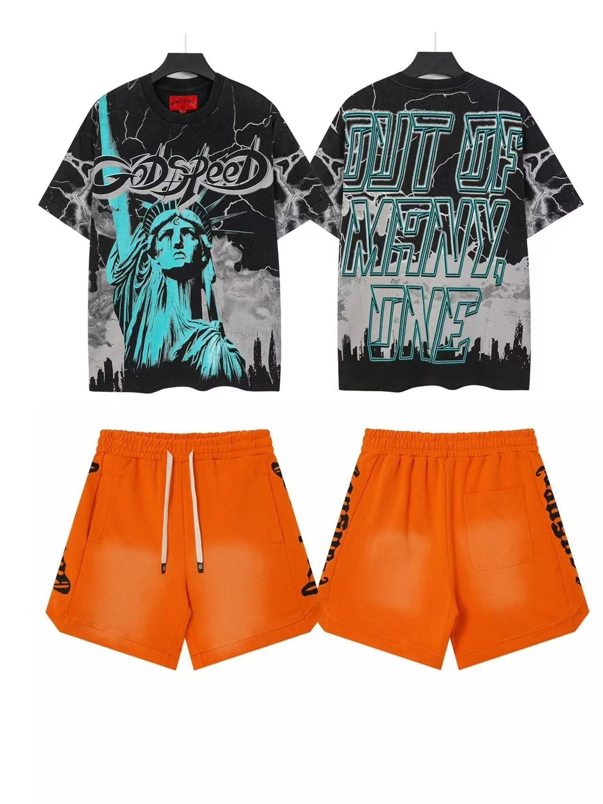Godspeed Out of Many One Statue Tee and Shorts Set