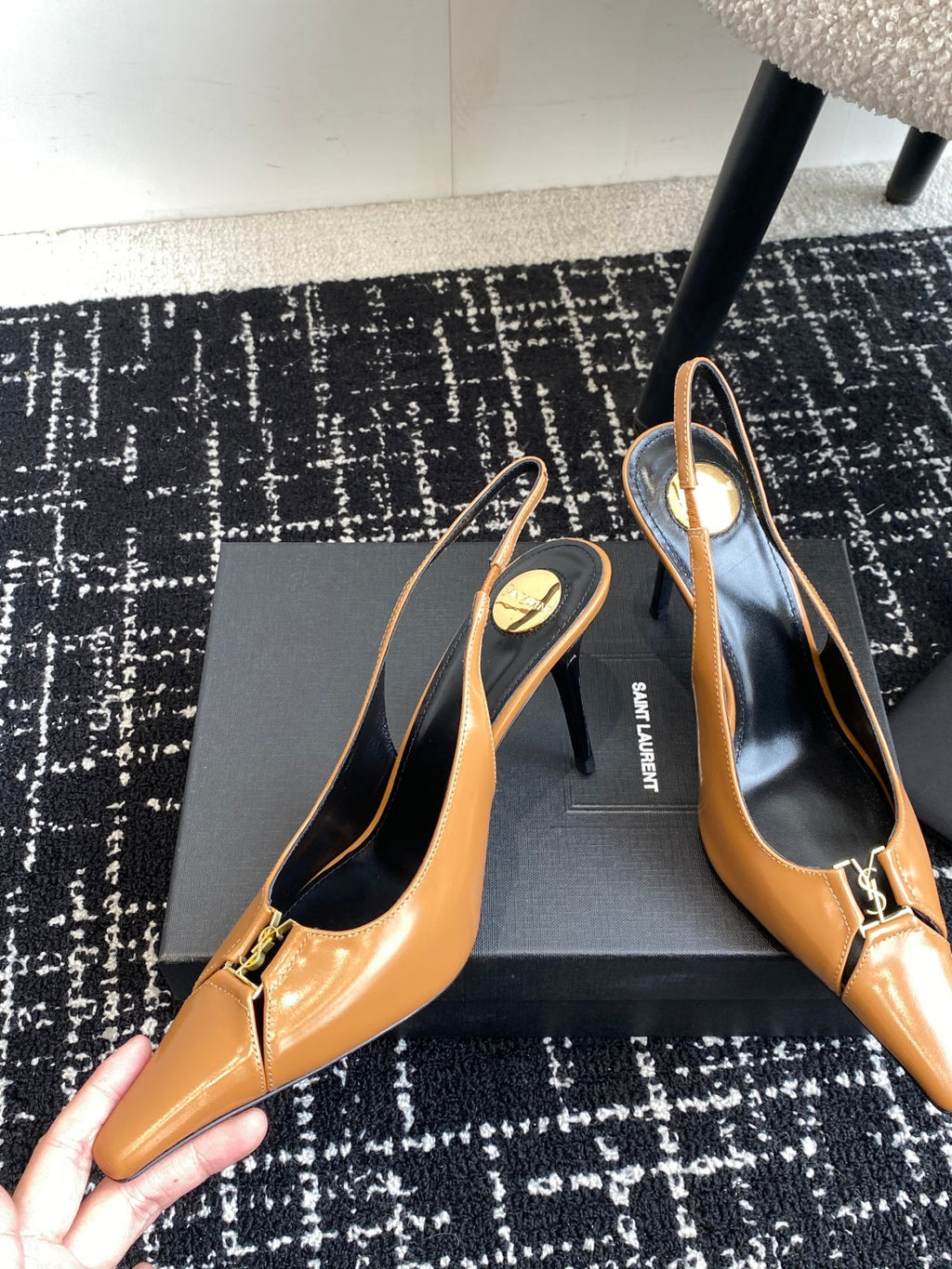 Saint Laurent Square-Toe YSL Buckle Pumps – 25SS