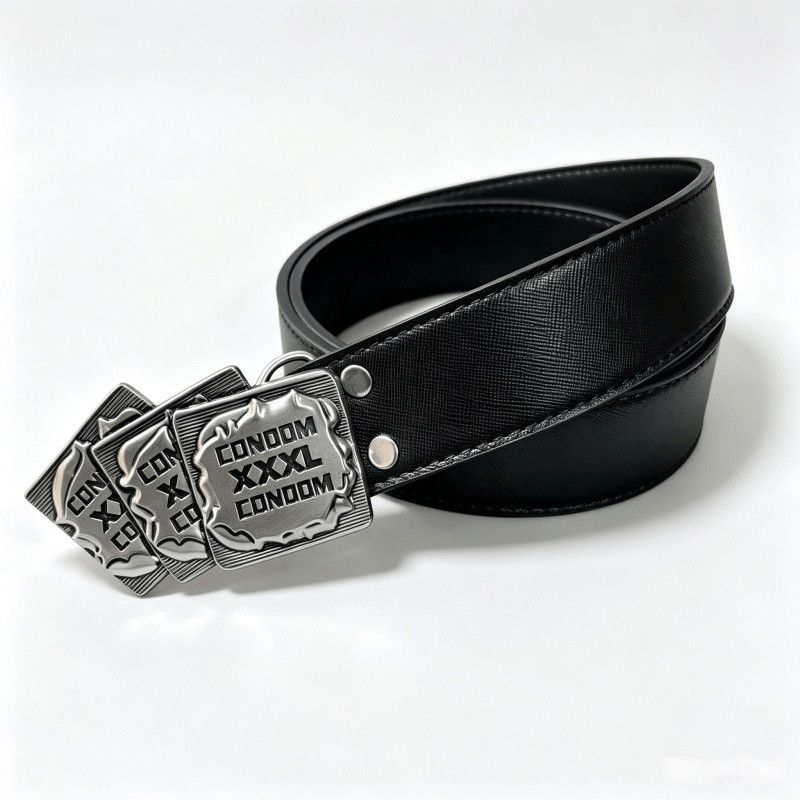 Y2K Punk Vintage Tri-Plate Buckle Leather Belt XXXL Letter Engraved