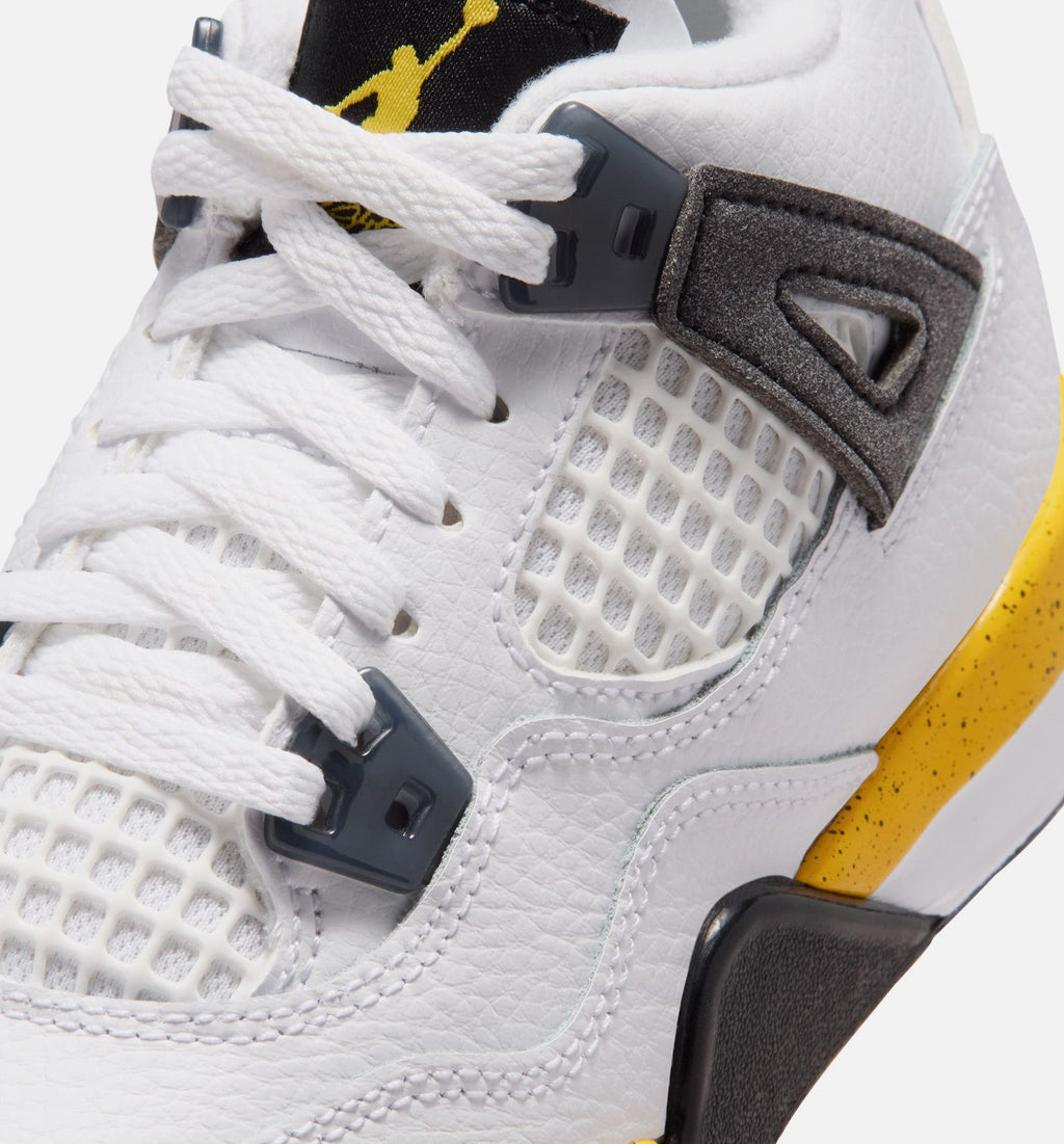 Air Jordan 4 Retro Rare Air Tour Yellow Preschool Sneakers - White / Dark Blue-Grey / Black / Tour Yellow
