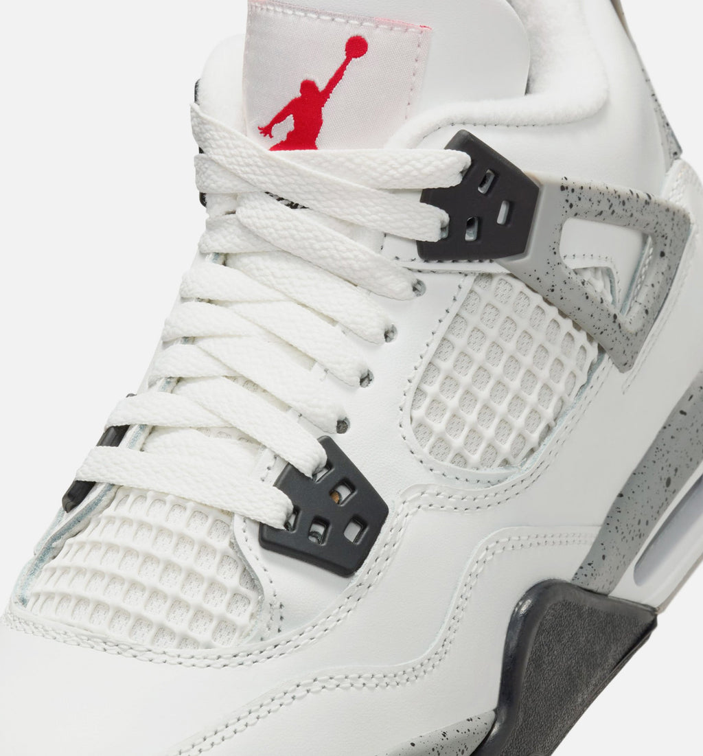 Air Jordan 4 Retro White Cement | Grade School Lifestyle Shoe | White/Fire Red/Light Graphite/Black