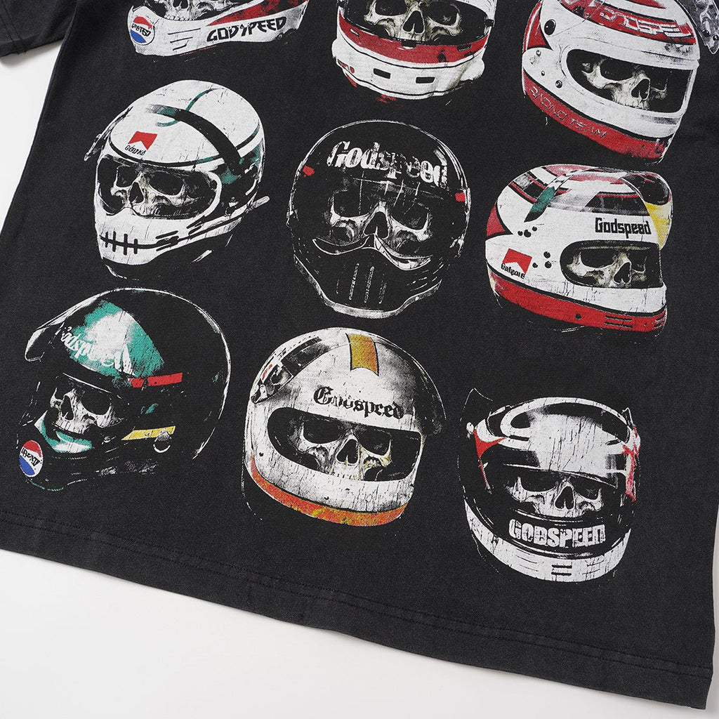 Godspeed Out of Many One Racing Helmet Graphic T-Shirt