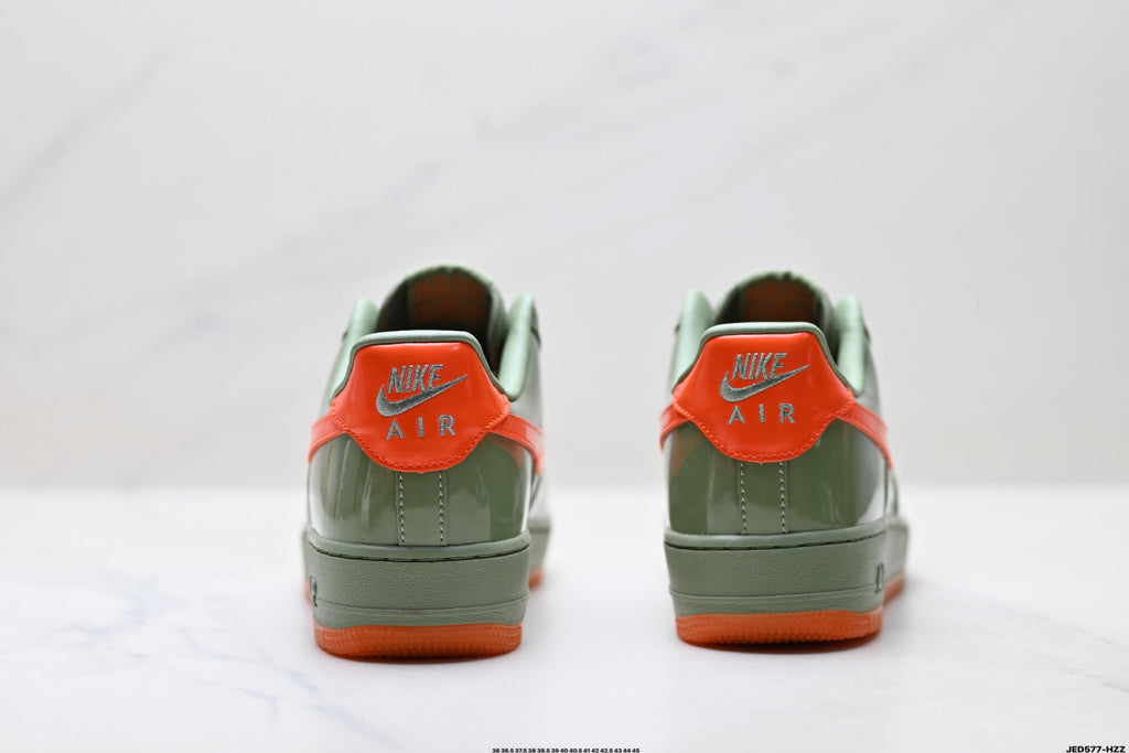 Nike Air Force 1 Low Sage Green Orange Unisex Sneakers Style 23