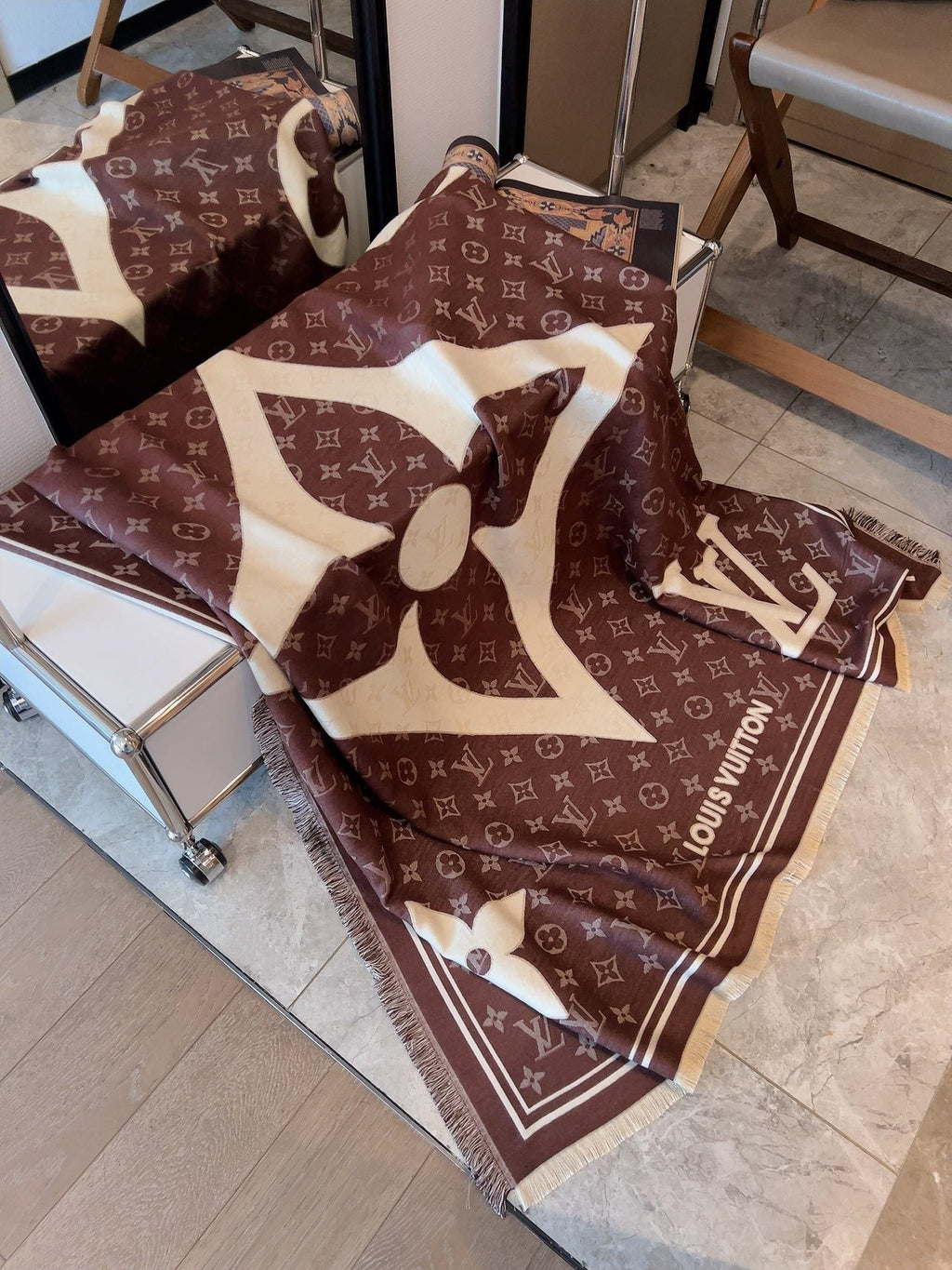 Louis Vuitton Monogram Fringe Square Scarf