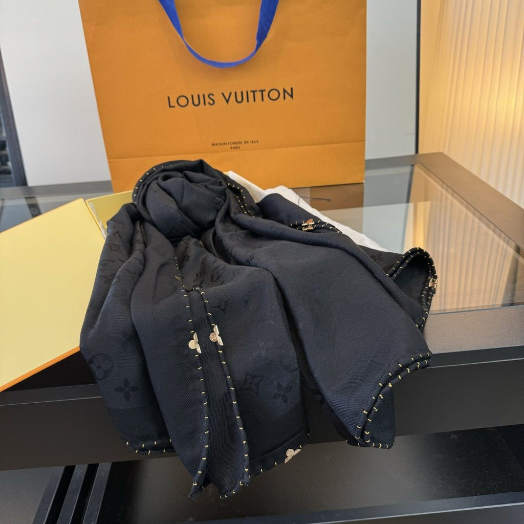 Louis Vuitton Navy Blue Patterned Scarf