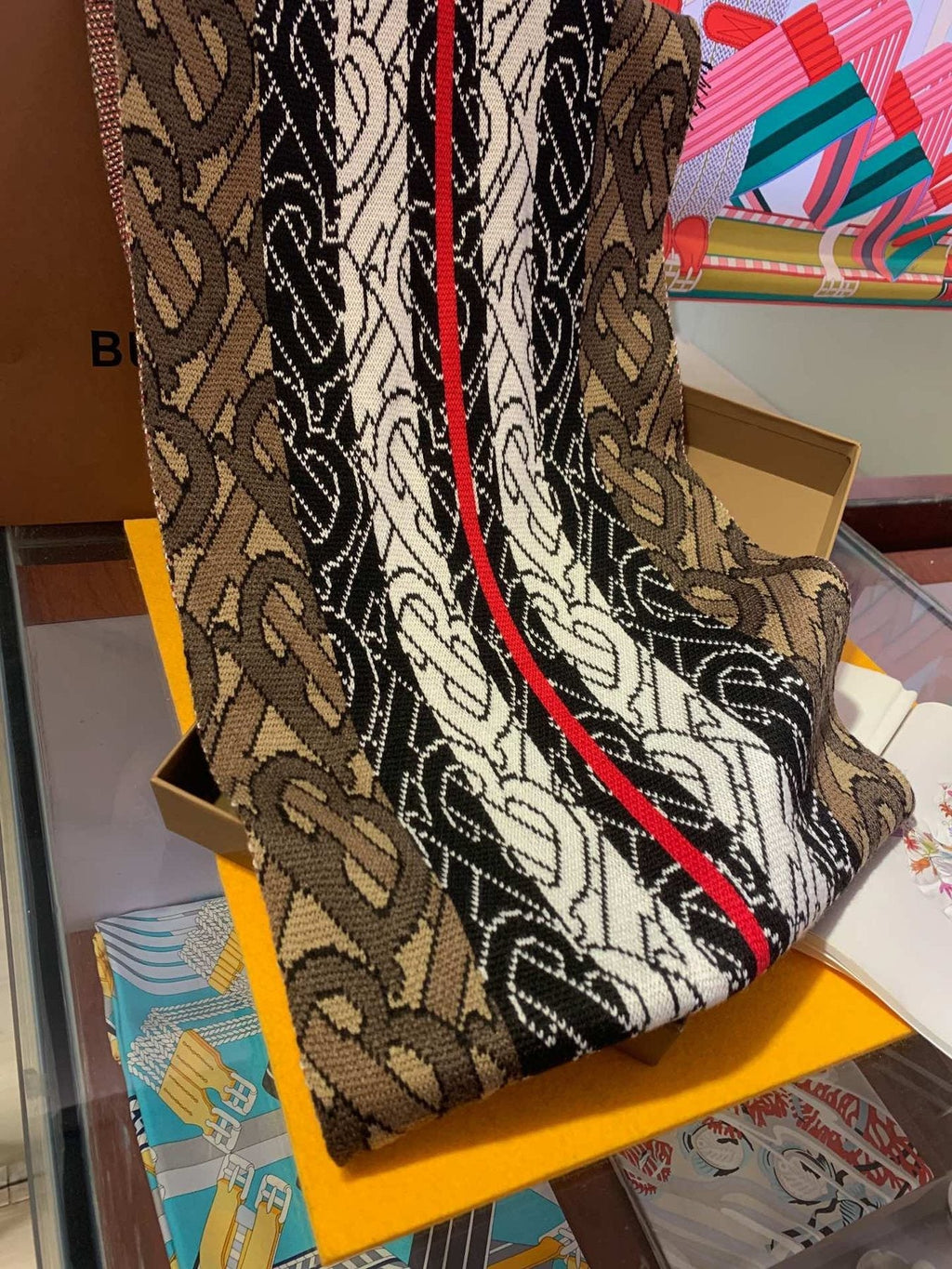 Burberry Patterned Fringed Scarf