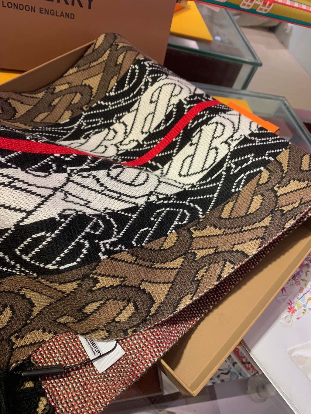 Burberry Patterned Fringed Scarf