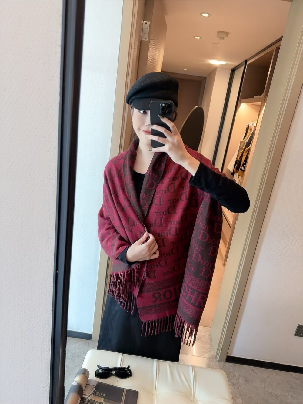 Dior Fringed Monogram Scarf