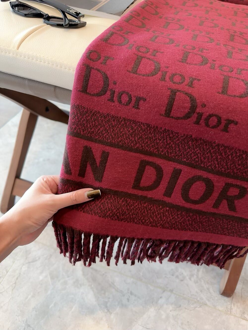 Dior Fringed Monogram Scarf