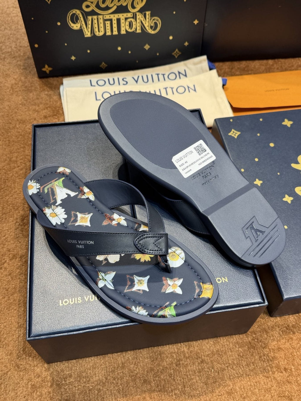 Louis Vuitton Floral Print Thong Sandals