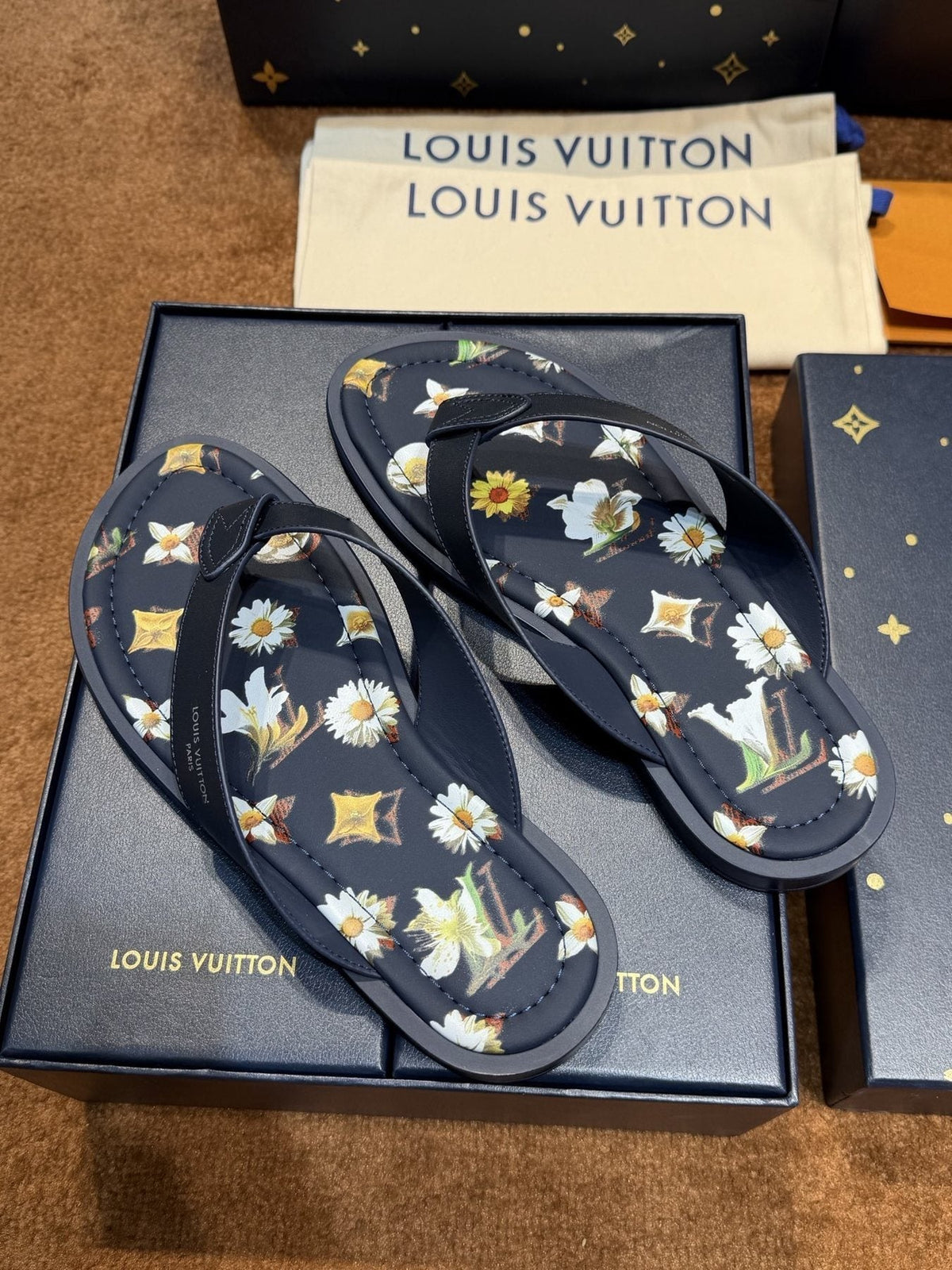 Louis Vuitton Floral Print Thong Sandals