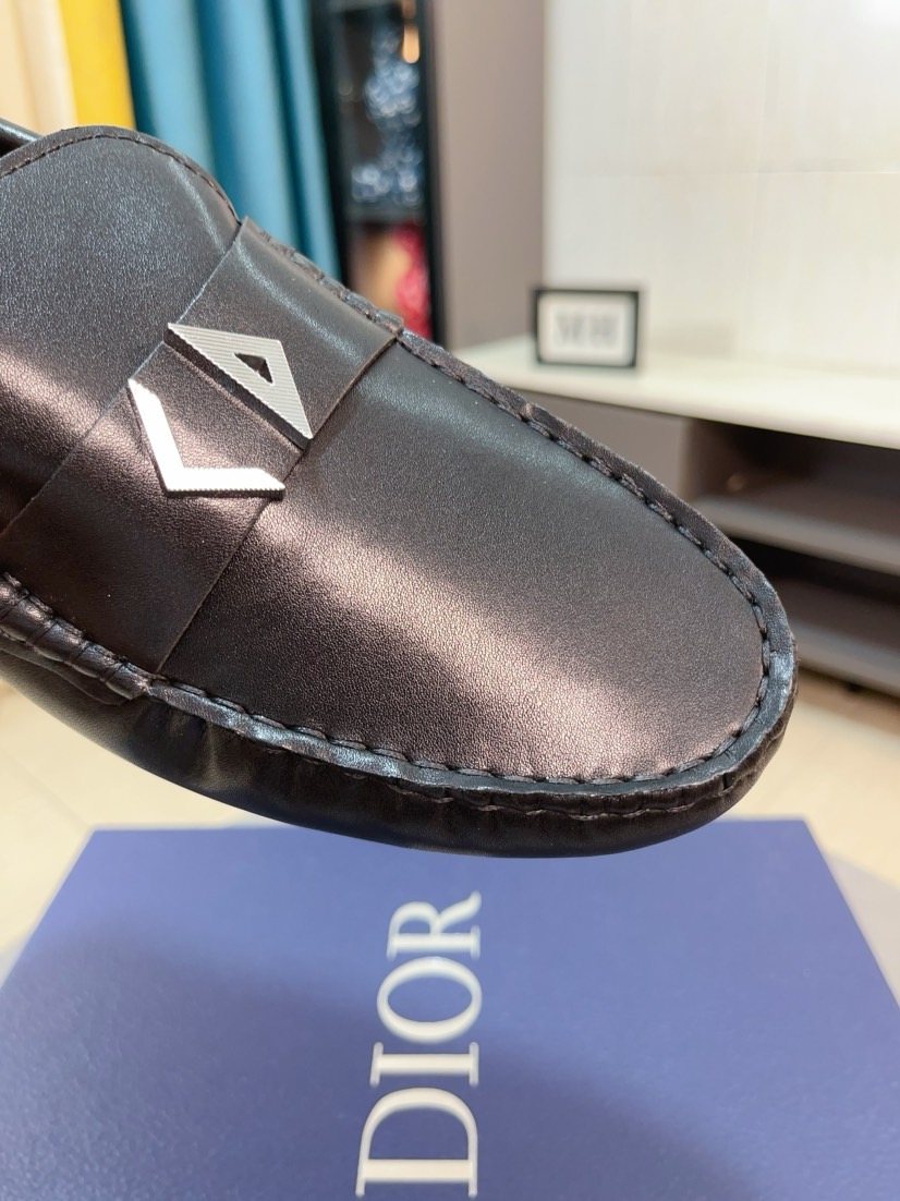 Dior Black Silver-Accent Loafers