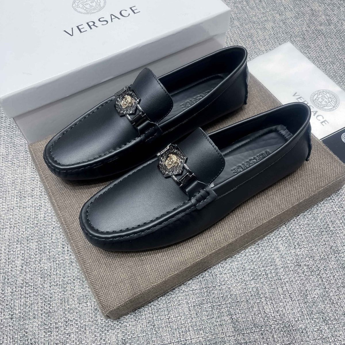 Versace Black Medallion Loafers